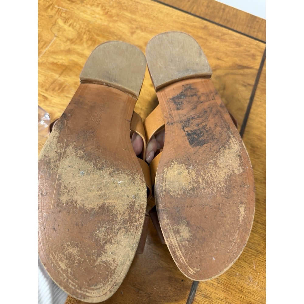 Sam Edelman Ezra Women's 8.5 Brown leather Cross slide Slip On sandals logo - Picture 7 of 9